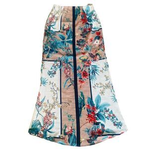 Debbie Dabble by Angel Biba Women Long Tropical High Slit Skirt 8 Multicolored